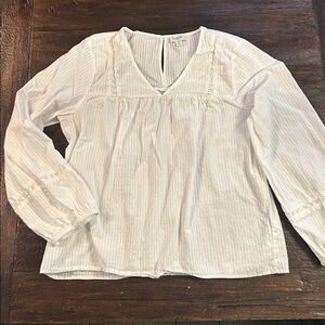 J. Crew White Cotton Peasant Top